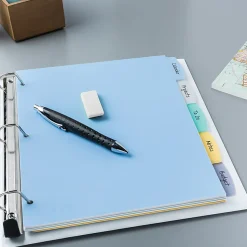 Avery® Durable Write-On Plastic Dividers With Erasable Tabs, 8 1/2" x 11", Multicolor, 5 Tabs