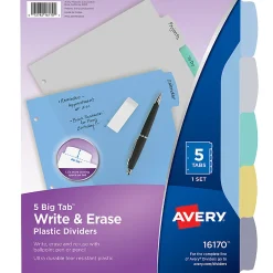 Avery® Durable Write-On Plastic Dividers With Erasable Tabs, 8 1/2