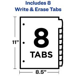 Avery® Durable Write-On Plastic Dividers With Erasable Tabs, 8 1/2