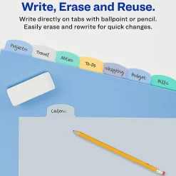 Avery® Durable Write-On Plastic Dividers With Erasable Tabs, 8 1/2