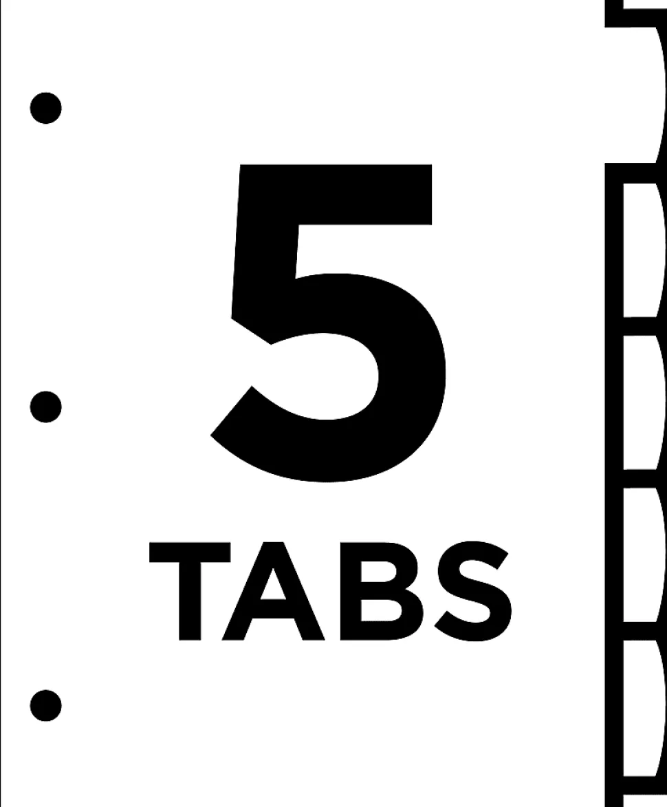 Avery® Durable Write-On Plastic Dividers With Erasable Tabs, 8 1/2" x 11", White, 5 Tabs