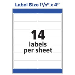 Avery® Easy Peel® Address Labels With Sure Feed® Technology, 5262, Rectangle, 1-1/3" x 4", Matte White, Pack Of 350