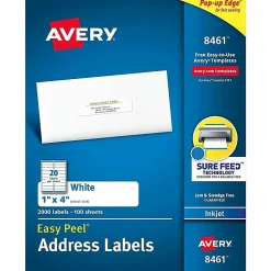 Avery® Easy Peel® Address Labels With Sure Feed® Technology, 8461, Rectangle, 1