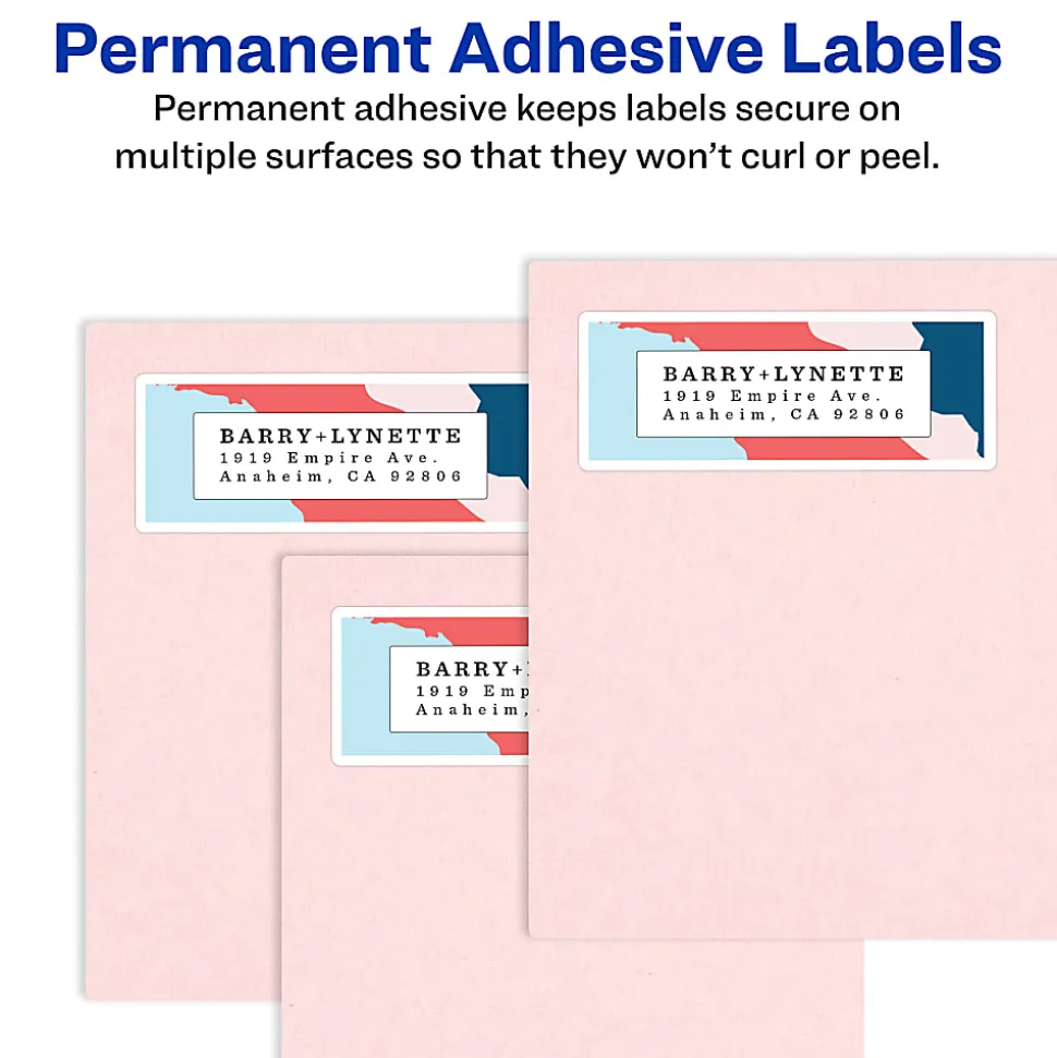 Avery® Easy Peel® Address Labels With Sure Feed® Technology, 18160, Rectangle, 1" x 2-5/8", Matte White, Pack Of 300