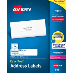 Avery® Easy Peel® Address Labels With Sure Feed® Technology, 5961, Rectangle, 1