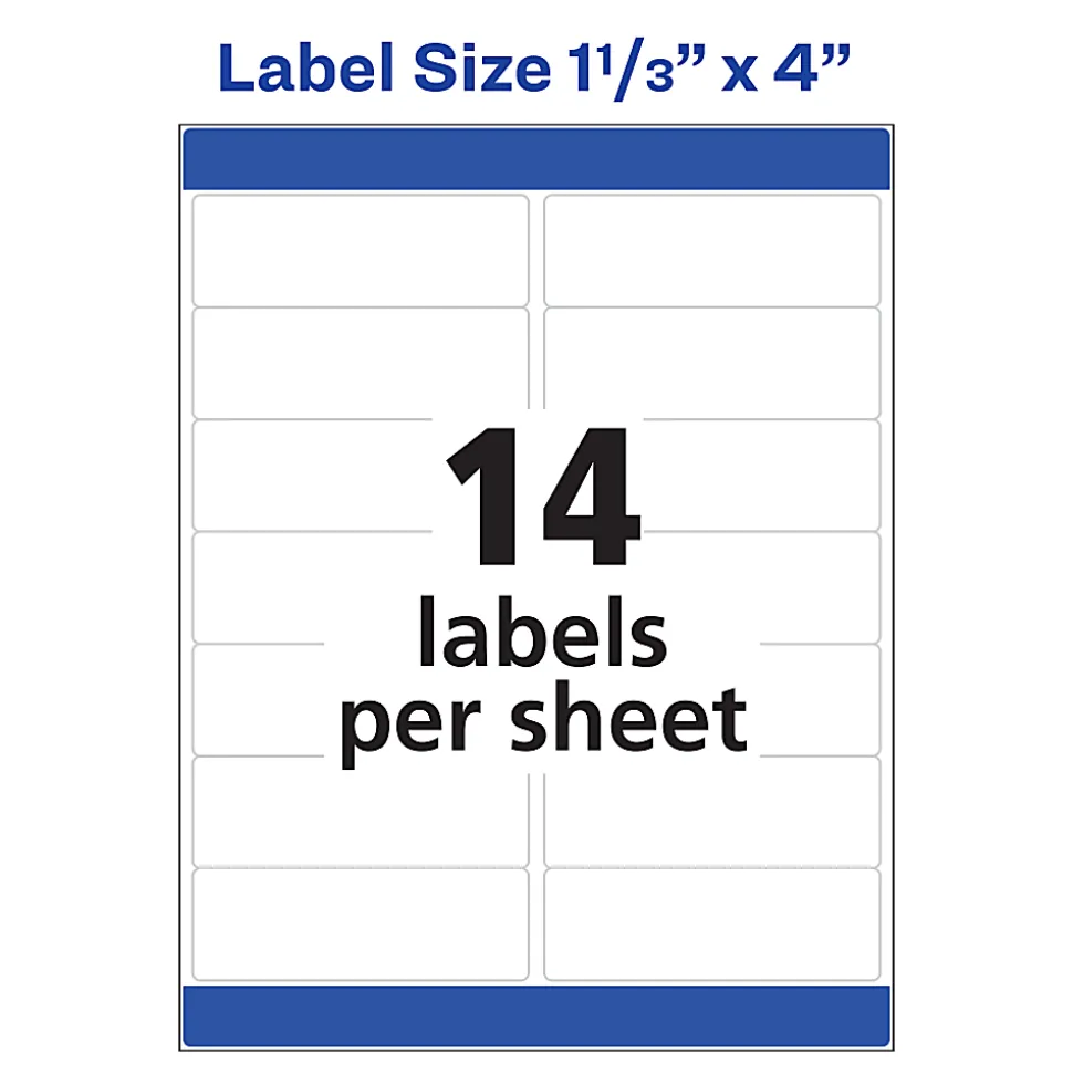 Avery® Easy Peel® Address Labels With Sure Feed® Technology, 5962, Rectangle, 1-1/3" x 4", Matte White, Box Of 3,500