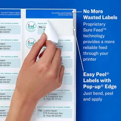 Avery® Easy Peel® Address Labels With Sure Feed® Technology, 5160, Rectangle, 1" x 2-5/8", Matte White, Box Of 3,000
