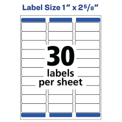 Avery® Easy Peel® Address Labels With Sure Feed® Technology, 5160, Rectangle, 1" x 2-5/8", Matte White, Box Of 3,000