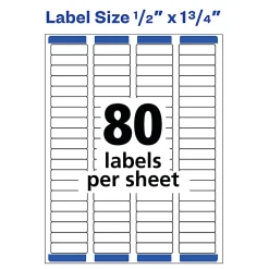 Avery® Easy Peel® Address Labels With Sure Feed® Technology, 5167, Rectangle, 1/2