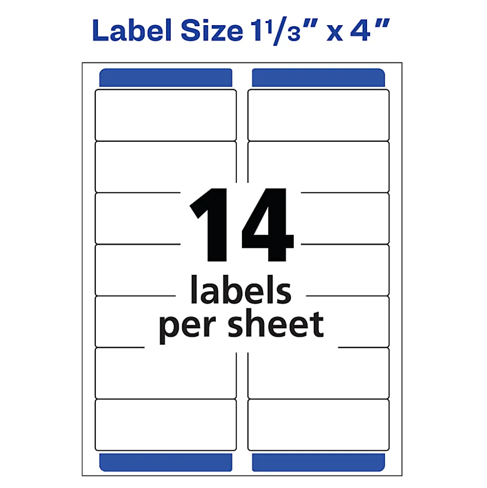 Avery® Easy Peel® Address Labels With Sure Feed® Technology, 5162, Rectangle, 1-1/3" x 4", Matte White, Box Of 1,400