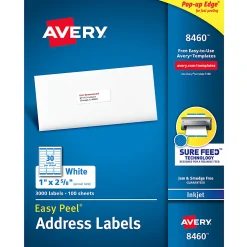 Avery® Easy Peel® Address Labels With Sure Feed® Technology, 8460, Rectangle, 1