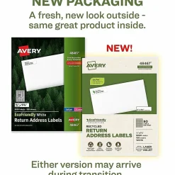 Avery® Easy Peel® EcoFriendly Permanent Inkjet/Laser Return Address Labels, 48467, 1/2" x 1 3/4", 100% Recycled, White, Pack Of 8,000