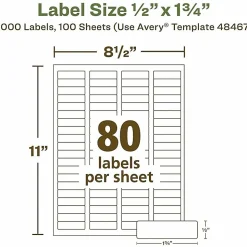 Avery® Easy Peel® EcoFriendly Permanent Inkjet/Laser Return Address Labels, 48467, 1/2