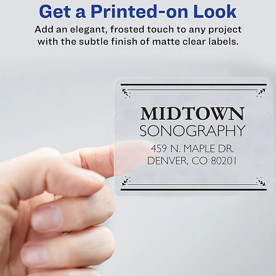 Avery® Easy Peel® Permanent Address Labels, Shipping, 18665, 8 1/2" x 11", Matte Clear, Box Of 10