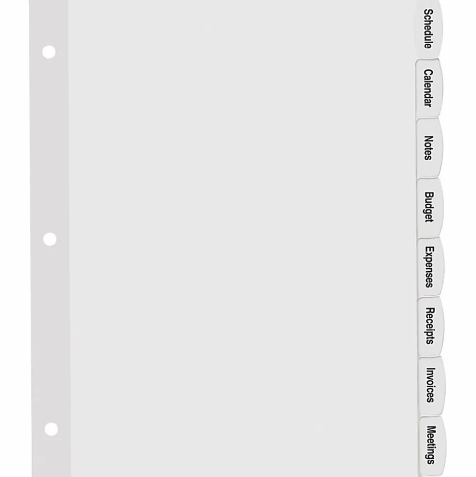 Avery® Easy Peel® Pop-up Edge® Label Dividers, 8 1/2" x 11", 8-Tab, White, Pack Of 4