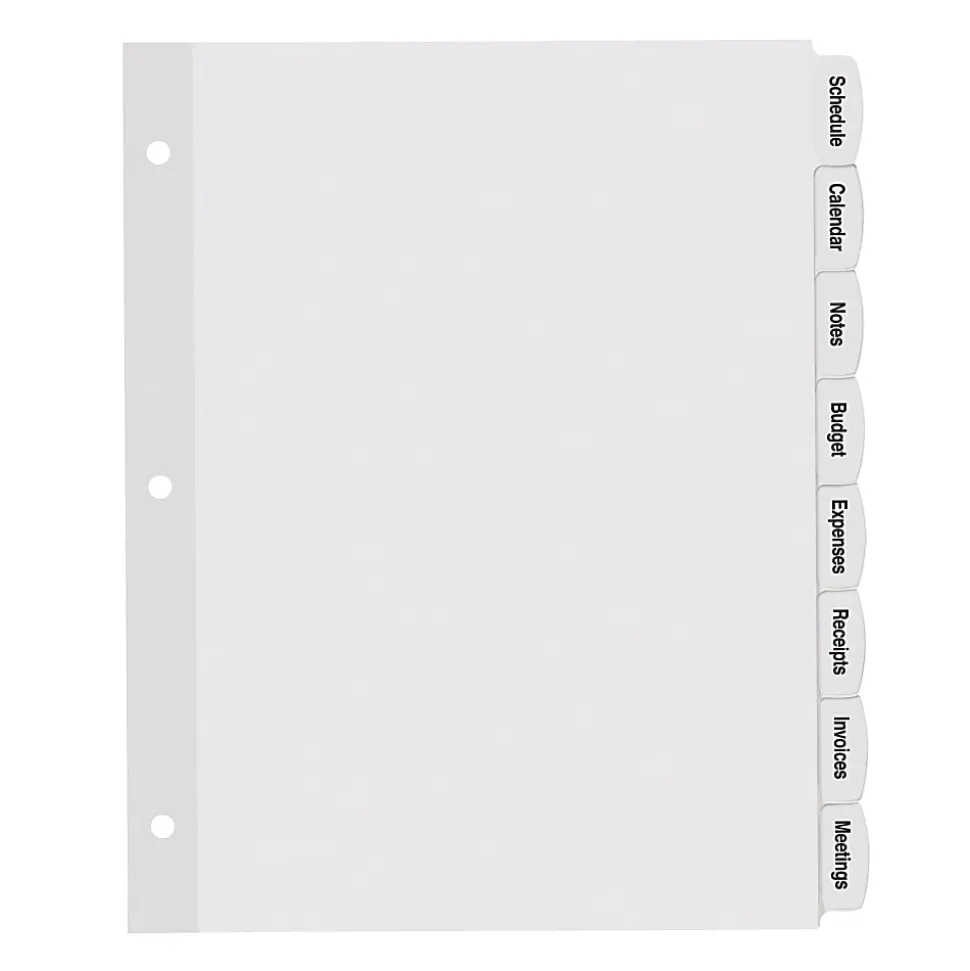 Avery® Easy Peel® Pop-up Edge® Label Dividers, 8 1/2" x 11", 8-Tab, White, Pack Of 4