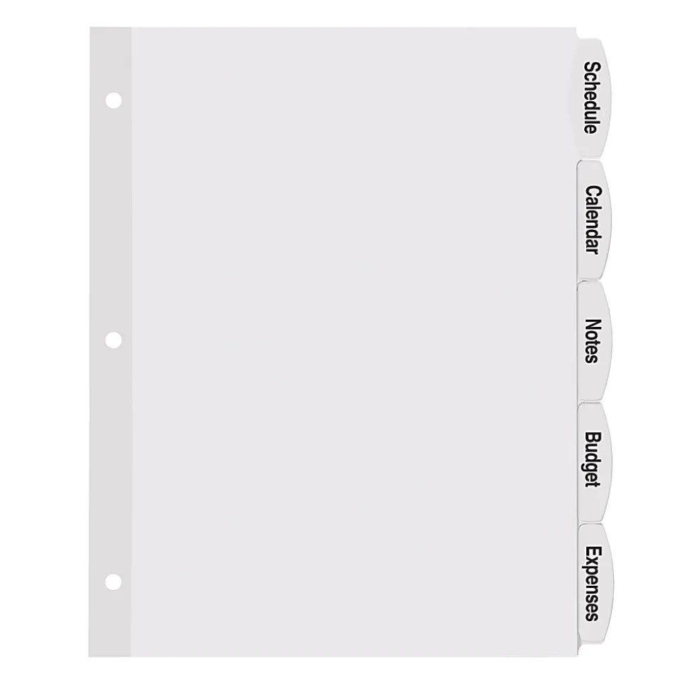 Avery® Easy Peel® Pop-up Edge® Label Dividers, 8 1/2" x 11", 5-Tab, White, Pack Of 4