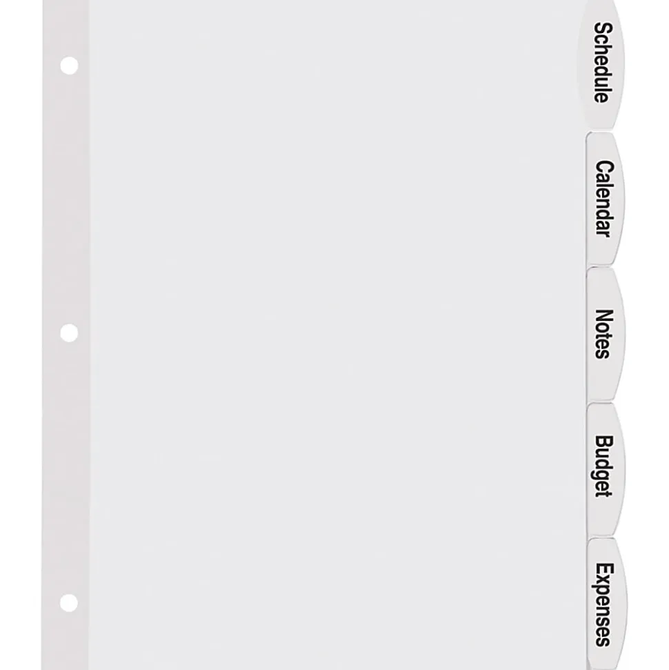 Avery® Easy Peel® Pop-up Edge® Label Dividers, 8 1/2" x 11", 5-Tab, White, Pack Of 4
