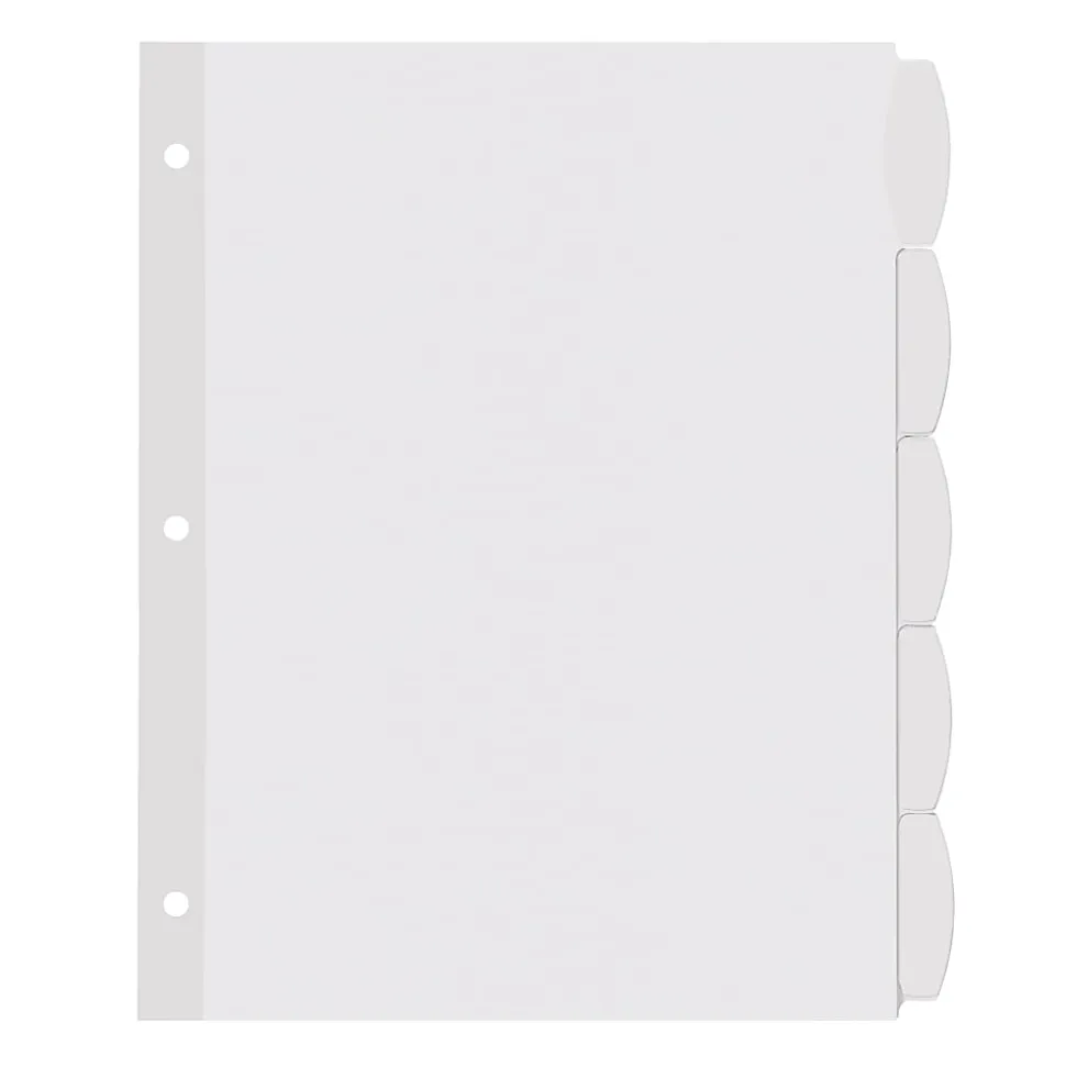 Avery® Easy Peel® Pop-up Edge® Label Dividers, 8 1/2" x 11", 5-Tab, White, Pack Of 4