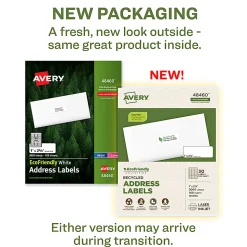 Avery® EcoFriendly Address Labels, 48460, Rectangle, 1" x 2-5/8", White, Pack Of 3,000
