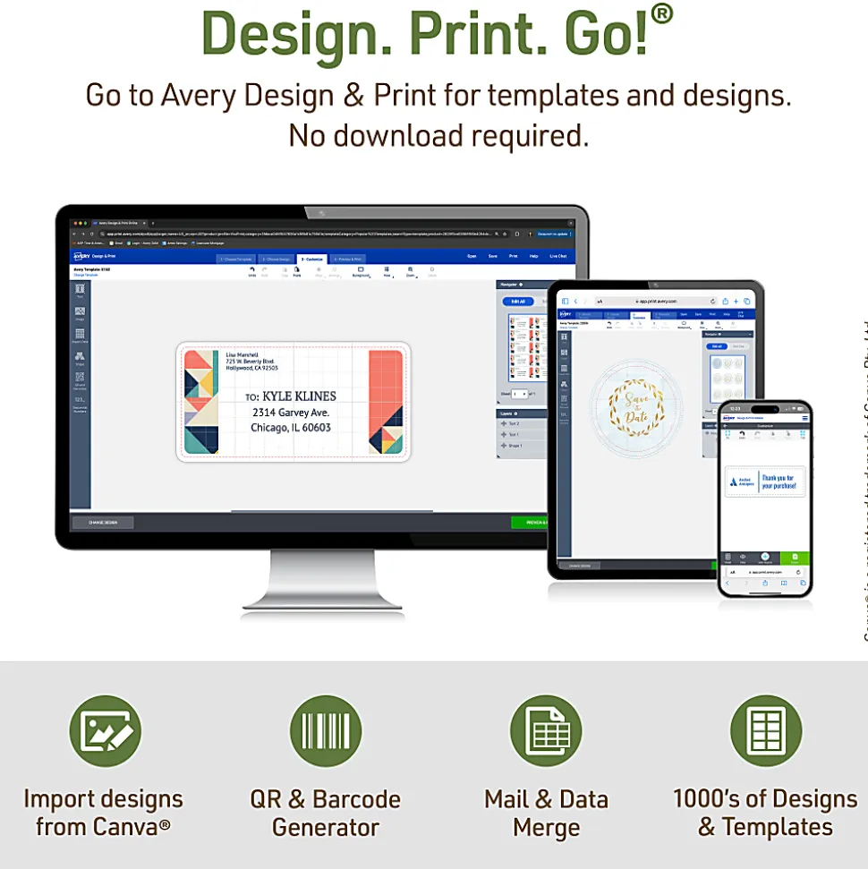 Avery® EcoFriendly Permanent Shipping Labels, 48163, 2" x 4", 100% Recycled, White, Box Of 1,000
