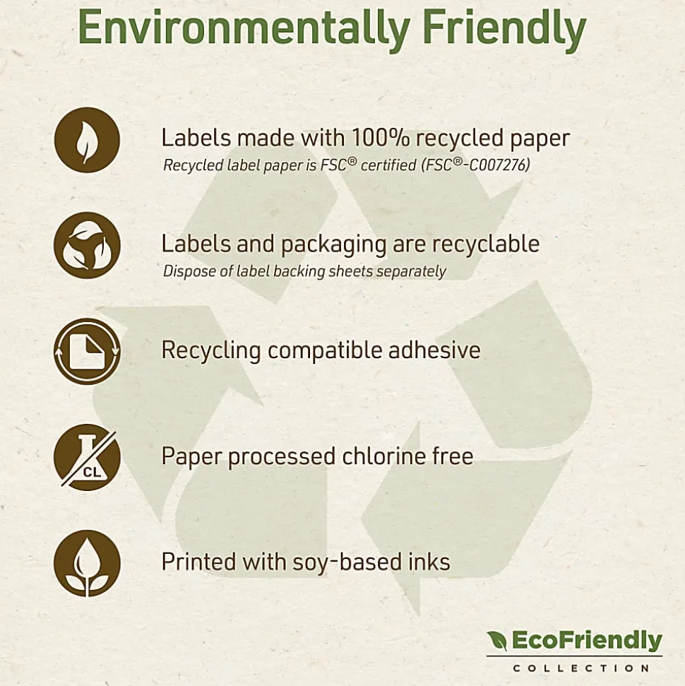 Avery® EcoFriendly Permanent Shipping Labels, 48163, 2" x 4", 100% Recycled, White, Box Of 1,000