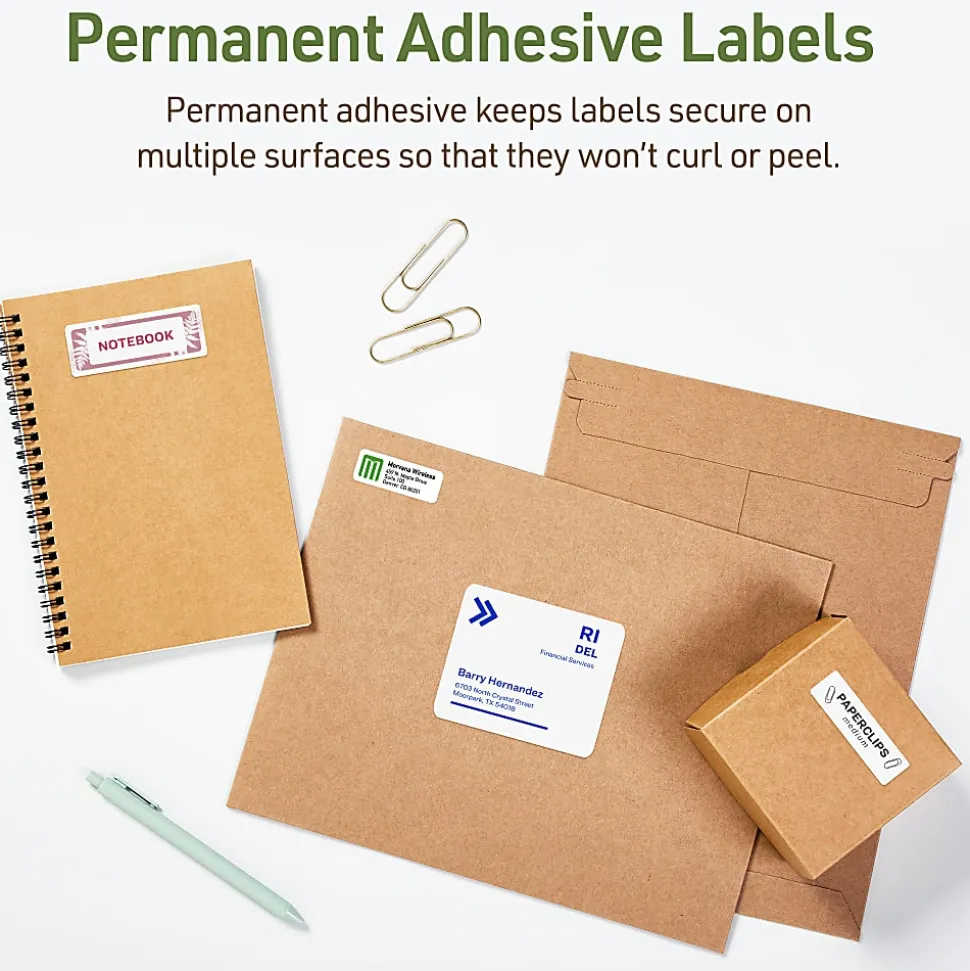 Avery® EcoFriendly Recycled Labels, Rectangle, 2/3" x 1-3/4", Matte White, Pack Of 600