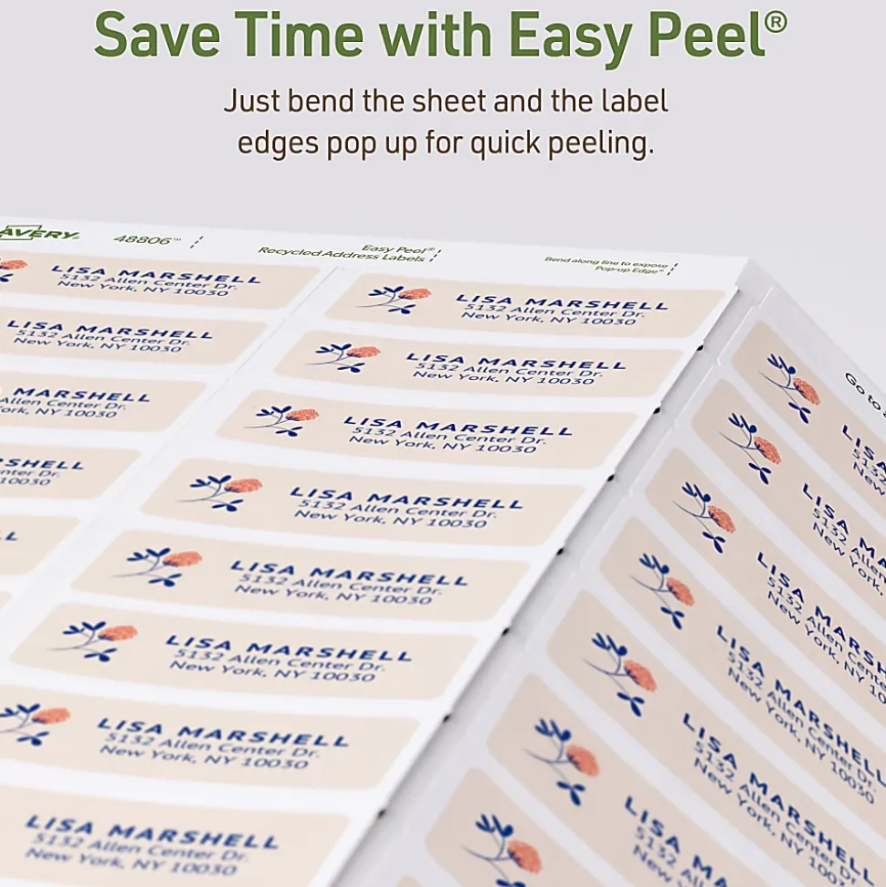 Avery® EcoFriendly Recycled Labels, Rectangle, 2/3" x 1-3/4", Matte White, Pack Of 600