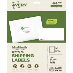 Avery® EcoFriendly Recycled Labels, Rectangle, 2
