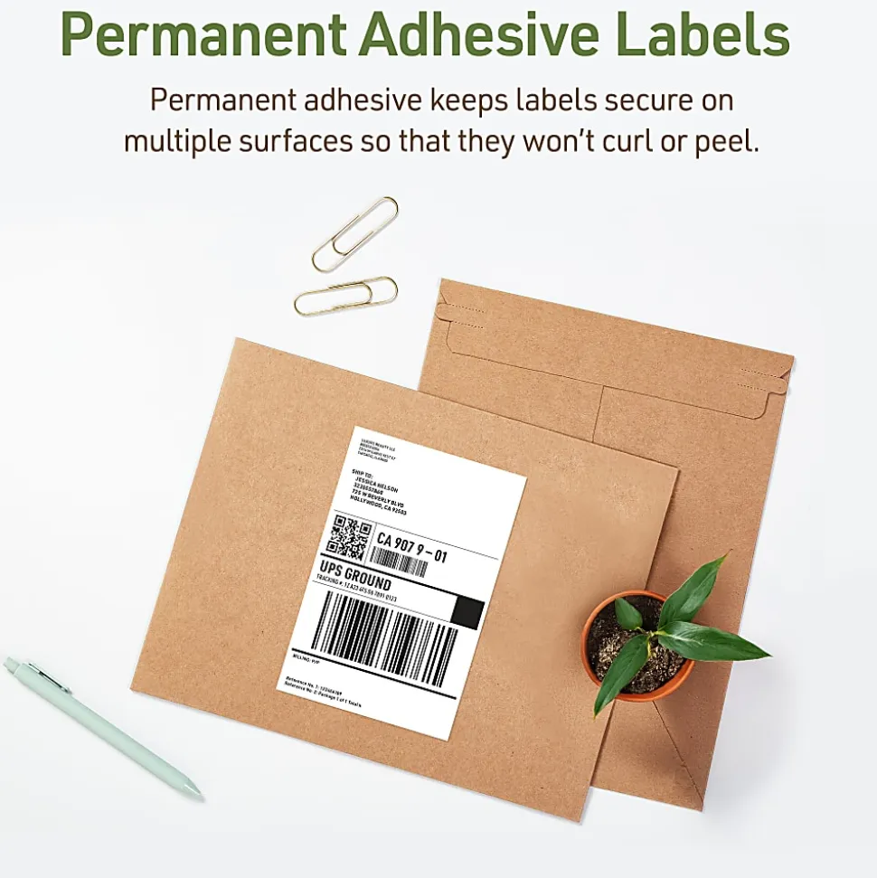 Avery® EcoFriendly Recycled Labels, Rectangle, 5-1/2" x 8-1/2", Matte White, Pack Of 20