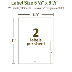 Avery® EcoFriendly Recycled Labels, Rectangle, 5-1/2