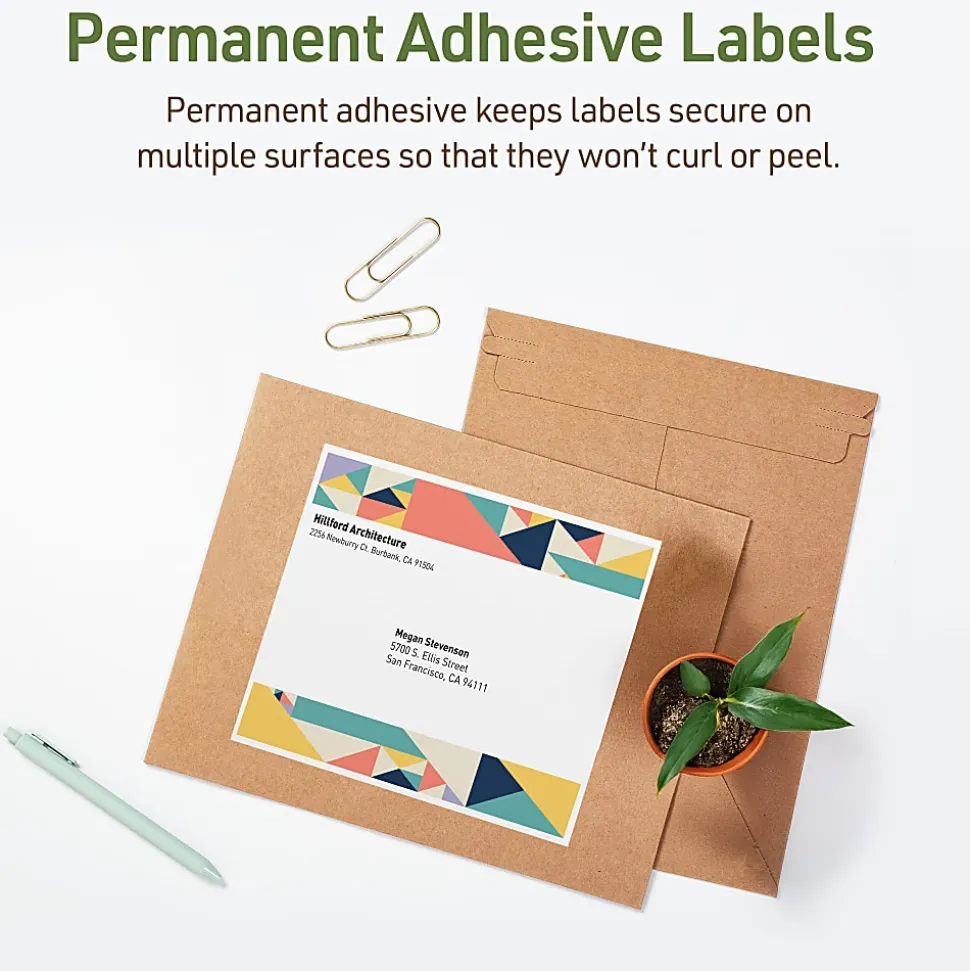 Avery® EcoFriendly Recycled Labels, Rectangle, 8-1/2" x 11", Matte White, Pack Of 10