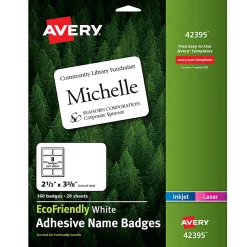 Avery® EcoFriendly 100% Recycled Name Badges, 2 1/3