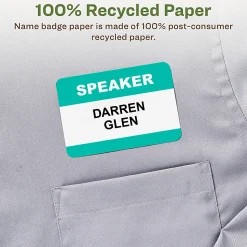 Avery® EcoFriendly 100% Recycled Name Badges, 2 1/3" x 3 3/8", White, Pack Of 400