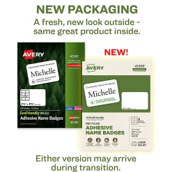 Avery® EcoFriendly 100% Recycled Name Badges, 2 1/3