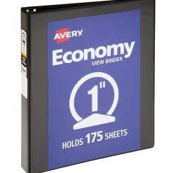 Avery® Economy View 3 Ring Binder, 1 Inch Round Rings, Black, 1 Binder