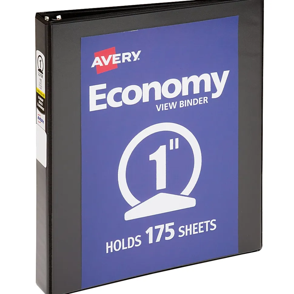 Avery® Economy View 3 Ring Binder, 1 Inch Round Rings, Black, 1 Binder