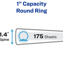 Avery® Economy View 3 Ring Binders, 1" Round Rings, White, Pack Of 4