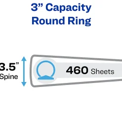 Avery® Economy View 3-Ring Binder, 3" Round Rings, White