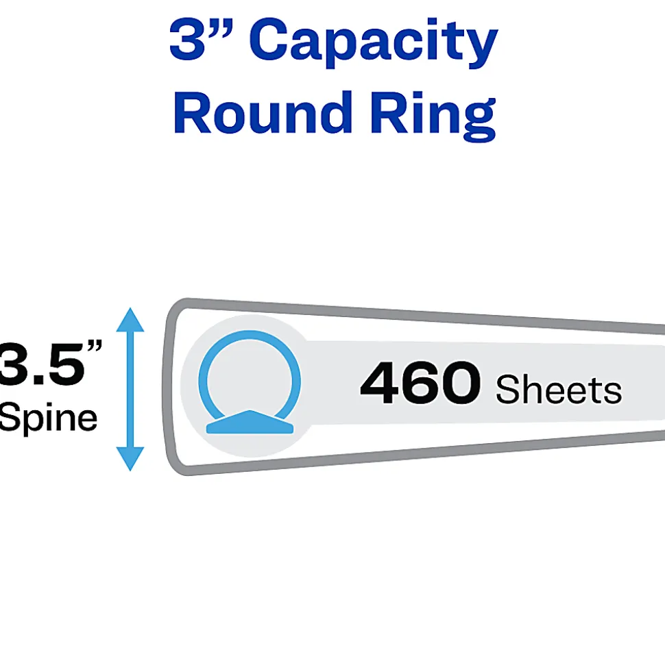 Avery® Economy View 3-Ring Binder, 3" Round Rings, White
