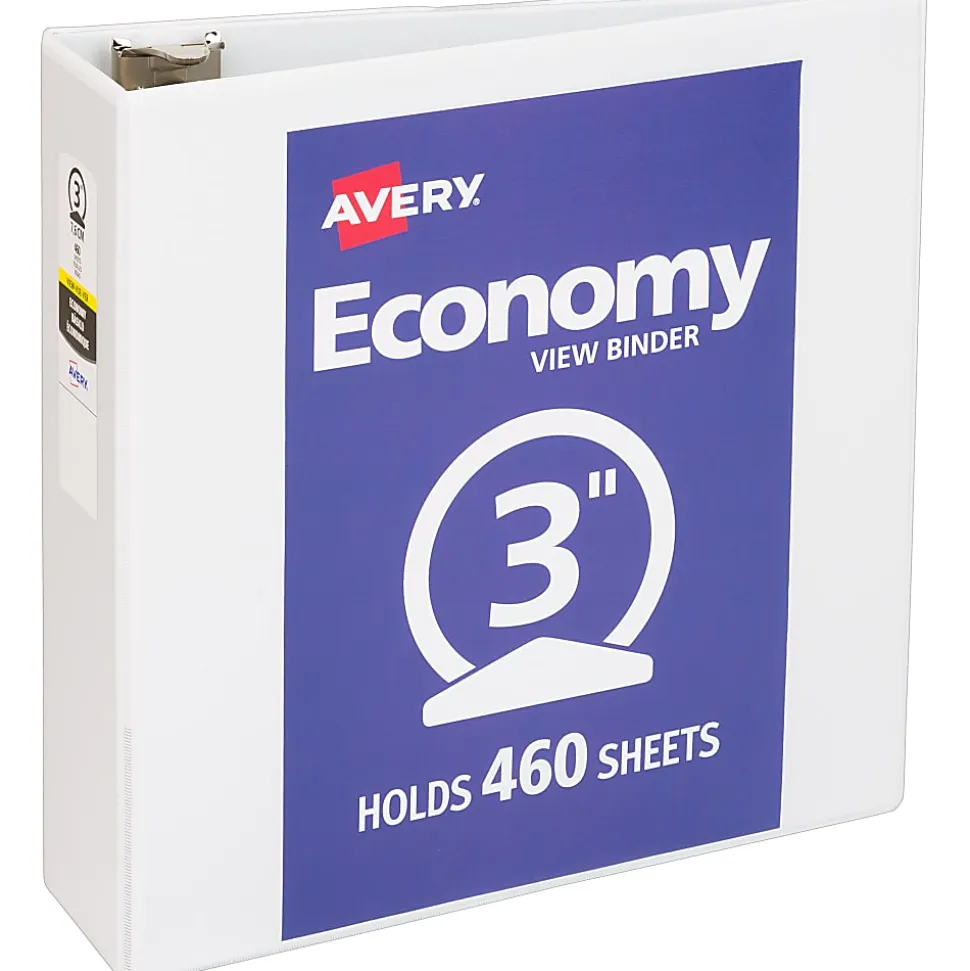 Avery® Economy View 3-Ring Binder, 3" Round Rings, White