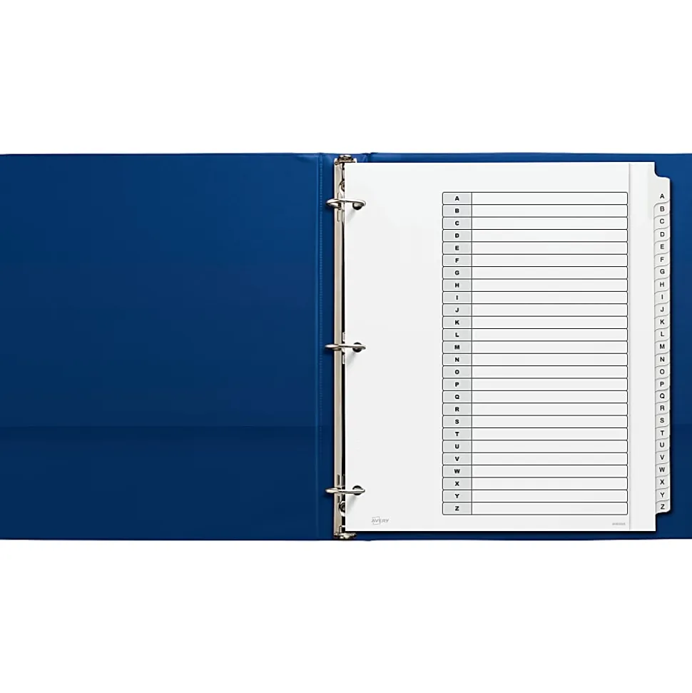 Avery® Extra-Wide A-Z Tab With Customizable Table of Contents Dividers For 3 Ring Binders, 9-1/4" x 11", 26 Tab, White, 1 Set
