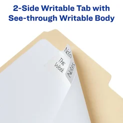 Avery® Filing Ultra Tabs®, 3" x 1.5", 24 Repositionable File Tabs, 2-Side Writable, White