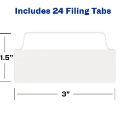 Avery® Filing Ultra Tabs®, 3" x 1.5", 24 Repositionable File Tabs, 2-Side Writable, White