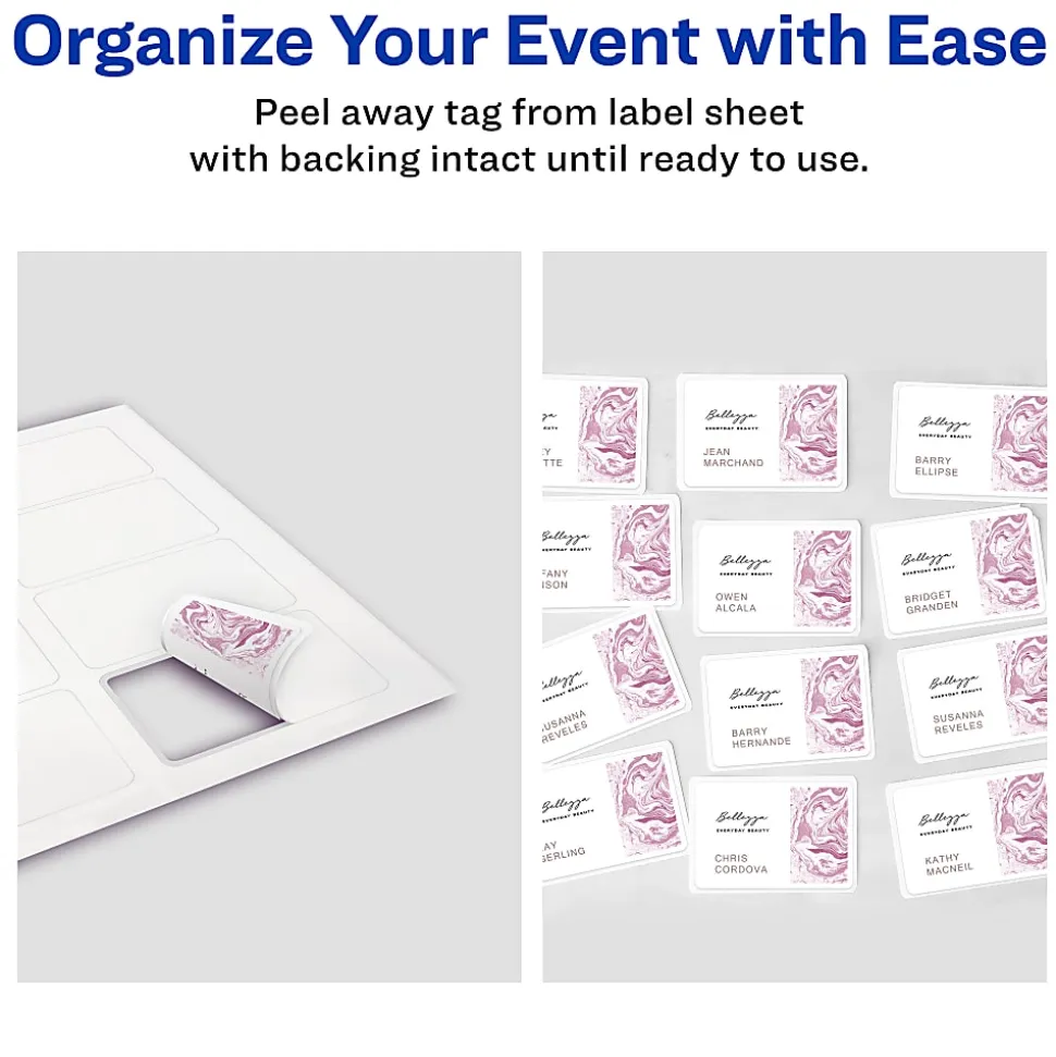 Avery® Flexible Name Badge Labels, 2 1/3" x 3 3/8", White, Box Of 160