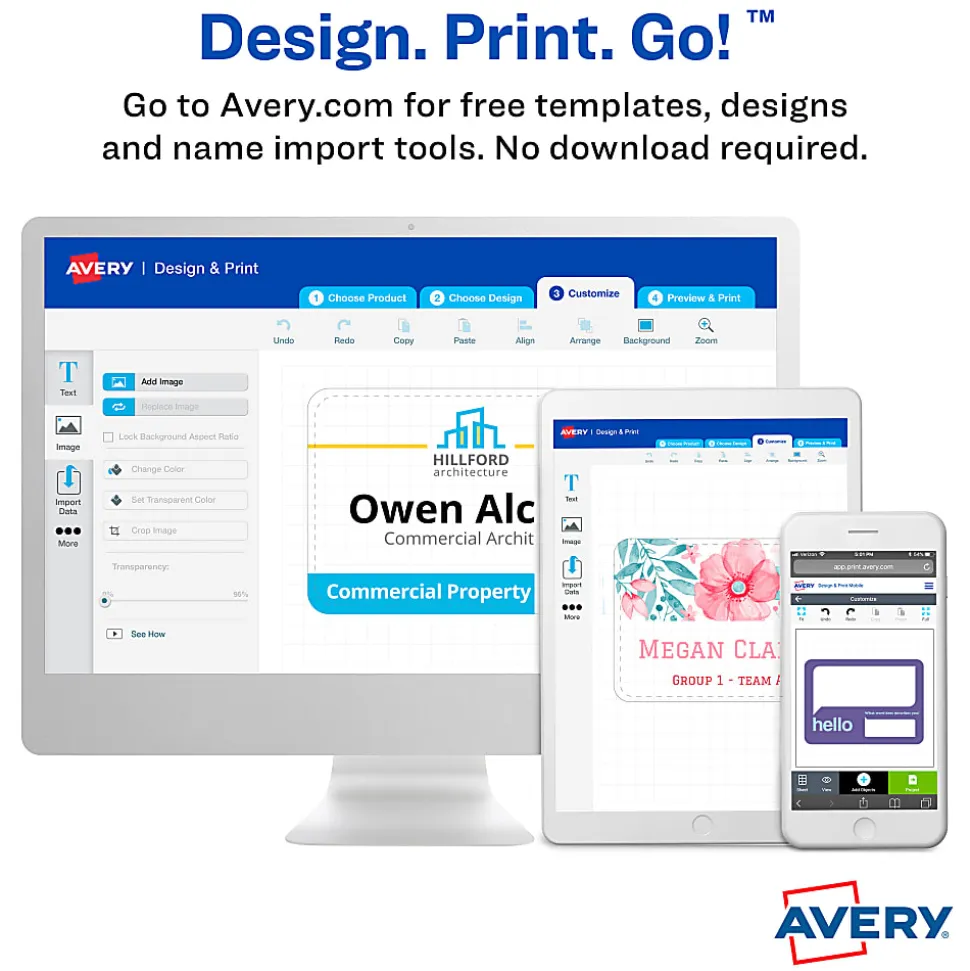 Avery® Flexible Name Badge Labels, 2 1/3" x 3 3/8", White, Box Of 160