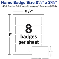 Avery® Flexible Name Badge Labels, 5395, 2 1/3