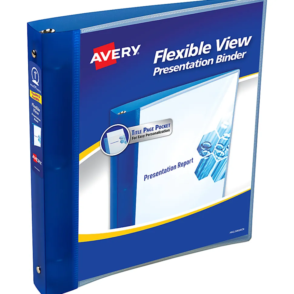 Avery® Flexible View 3 Ring Binder, 1" Round Rings, Blue, 1 Binder