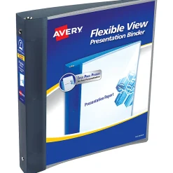 Avery® Flexible View 3 Ring Binder, 1" Round Rings, Gray, 1 Binder