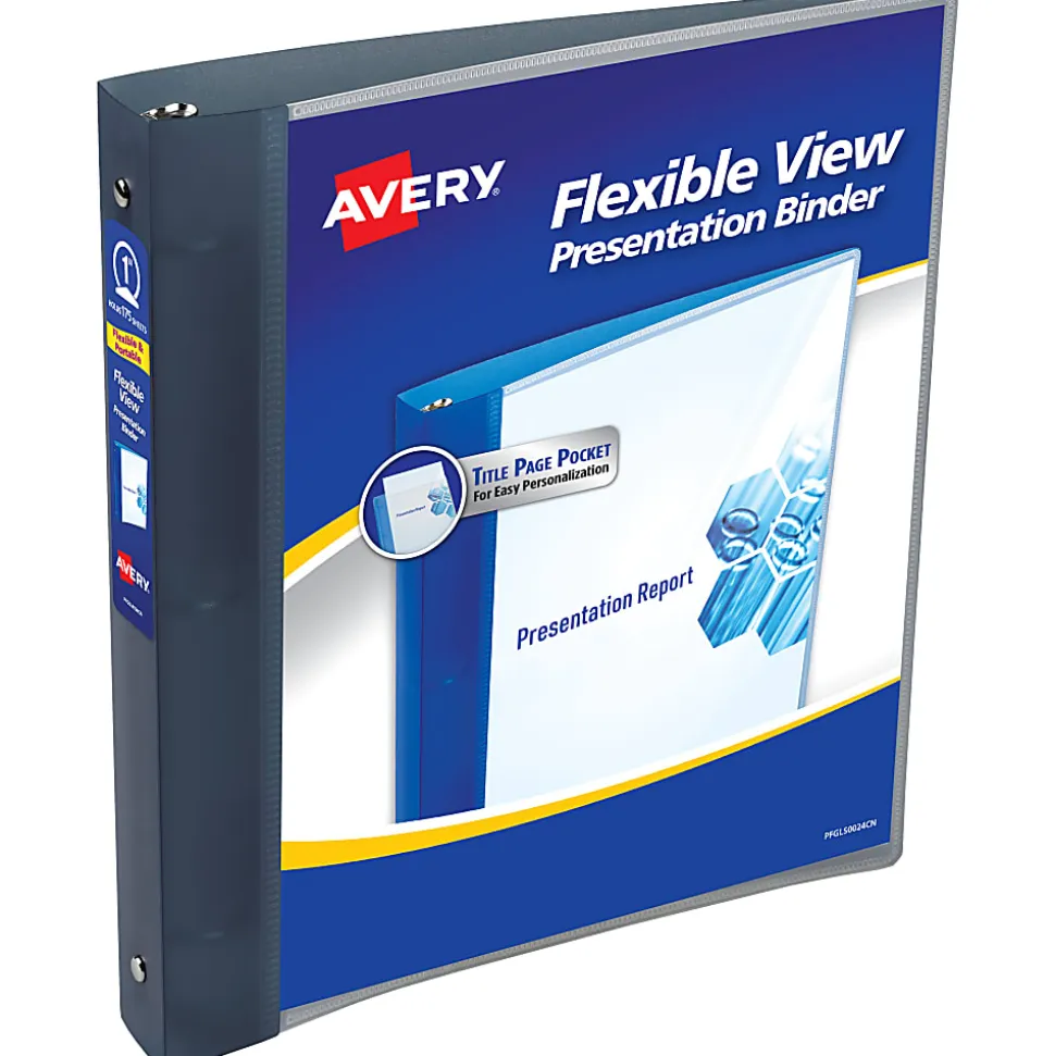Avery® Flexible View 3 Ring Binder, 1" Round Rings, Gray, 1 Binder